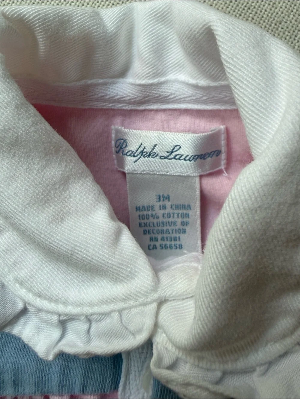 Ralph Lauren Striped Collared Polo Romper Cotton 3M